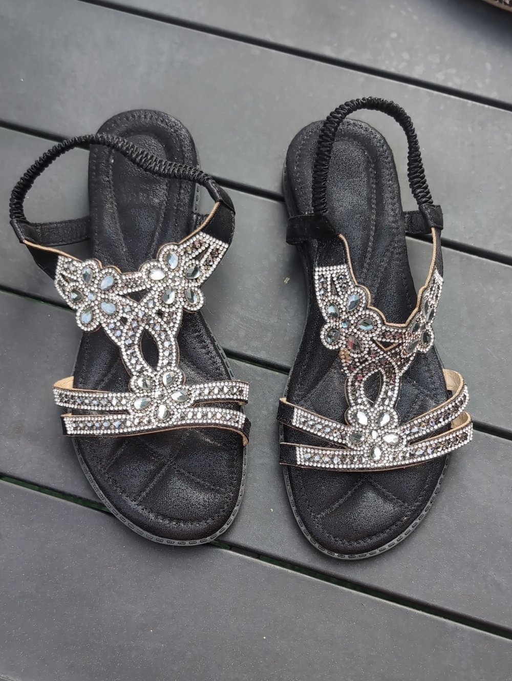 Dakaela Womens Sandals Comfort Dressy Summer Walking Beach Shoes Elastic Size 10